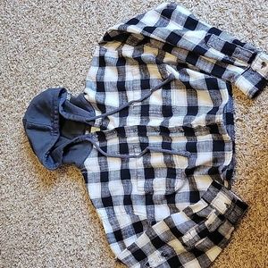 American Eagle Soft Distressed Hooded Flannel Top